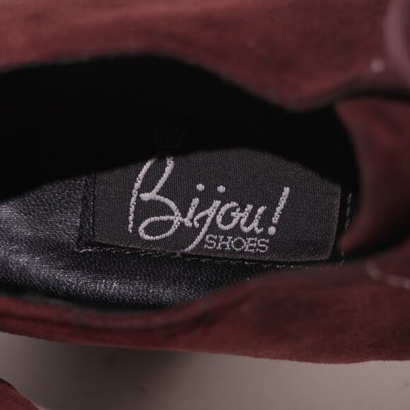 Vintage 90s Wine Suede Leather Lace Up Heel  OXFORDS - Picture 6 of 8